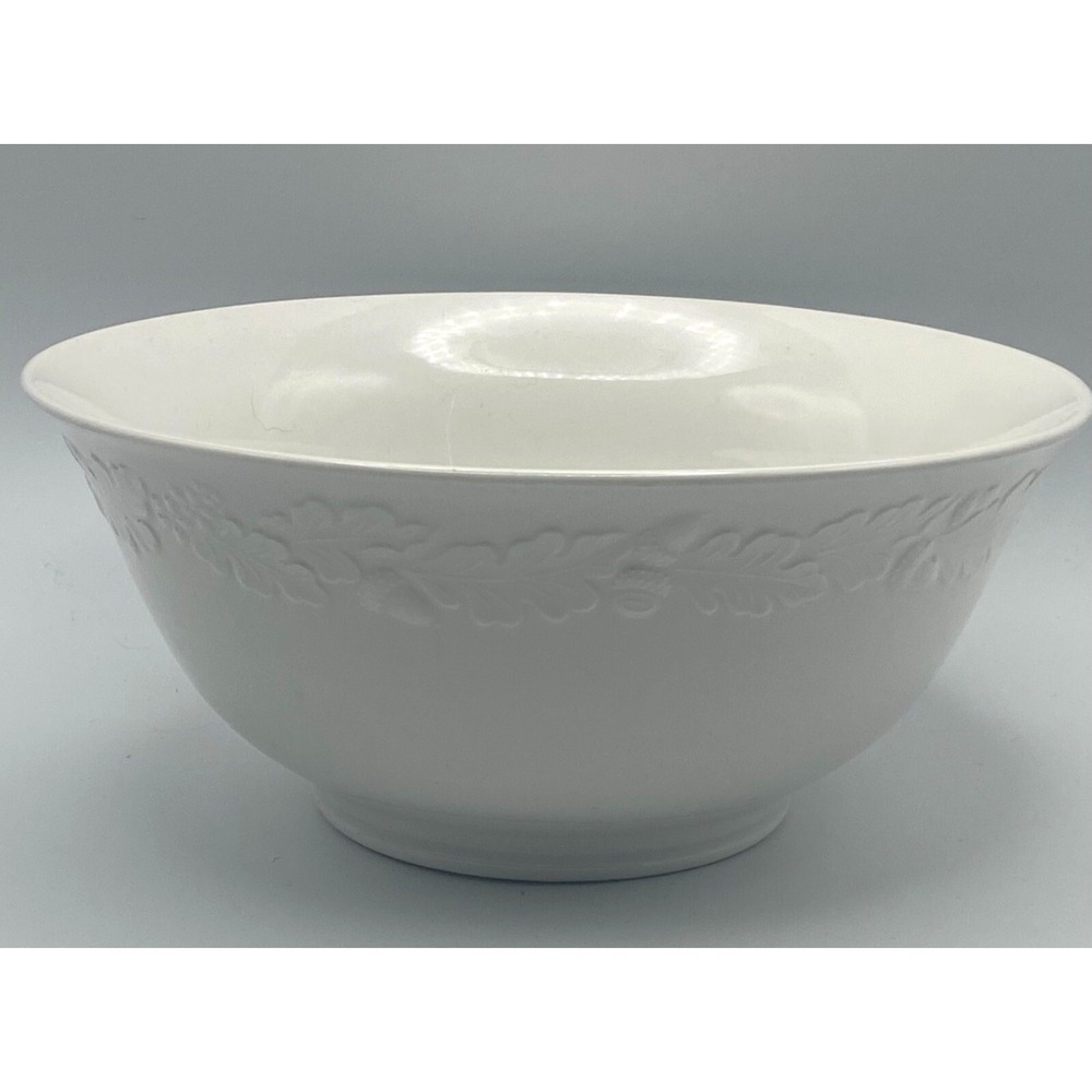 MSE Martha‎ Stewart Acorn Serving Salad Bowl White Oak Leaves 9"